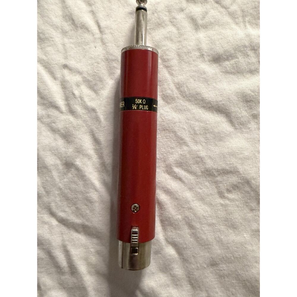 50K Ohm 1/4” Plug Line Transformer Adapter Red Metal Audio Connector